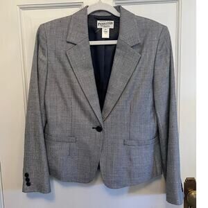 Vintage Pendleton Women's 4 Wool Silk Blend Blazer Jacket Gray Herringbone